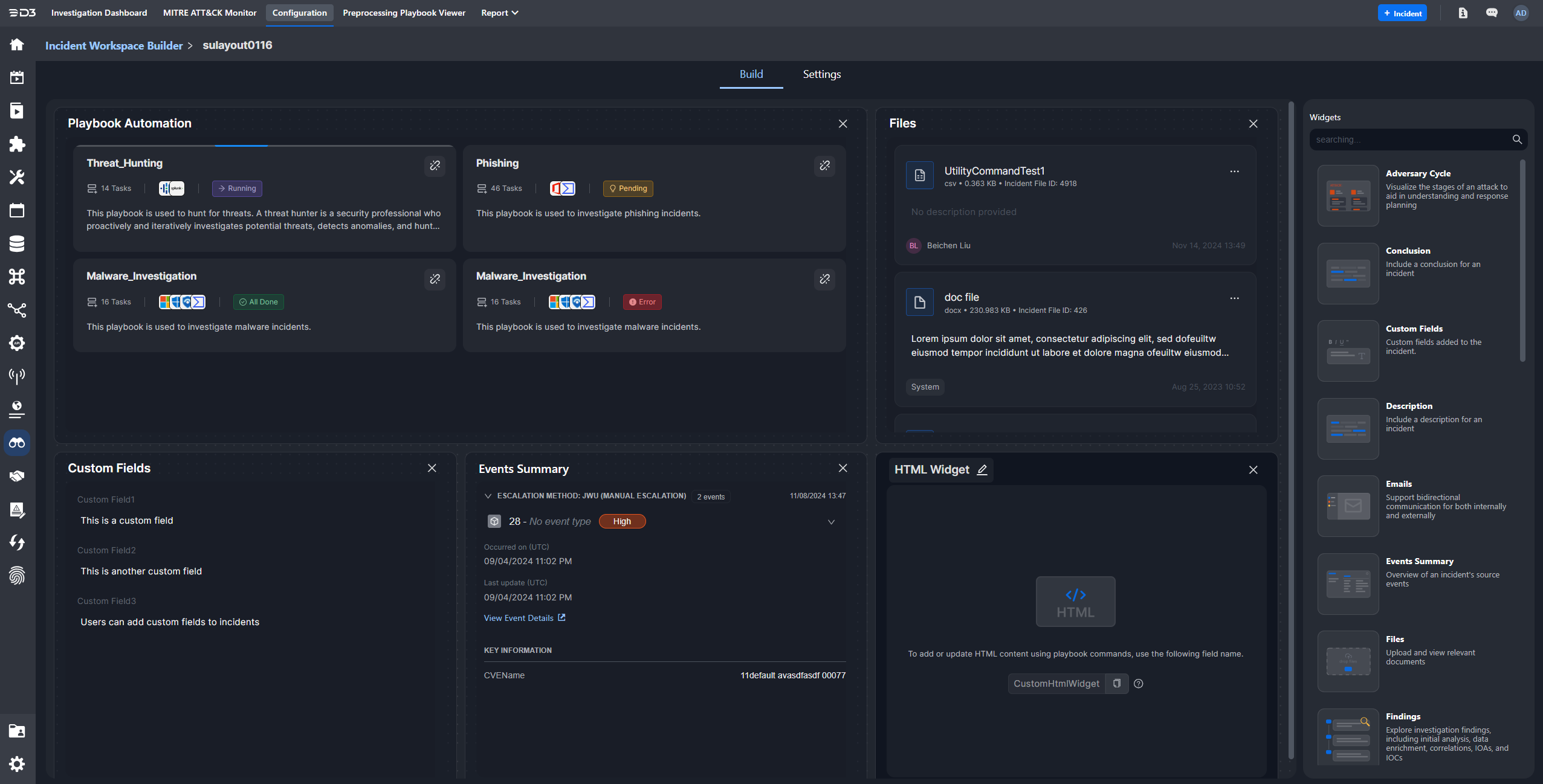 D3 Security Smart SOAR - Incident Workspace 2024